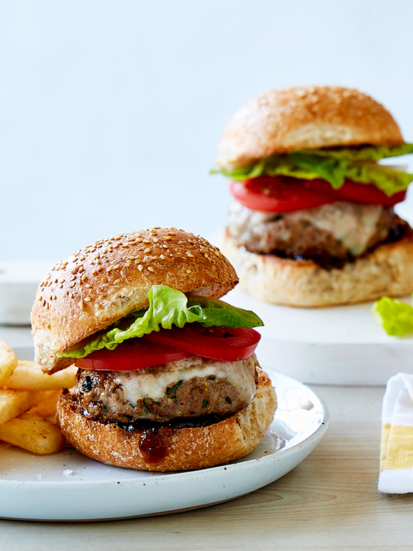 Veal burger with provolone & onion relish | Australian Veal